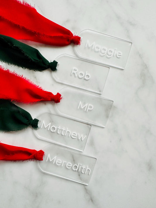 Personalized Reusable Frosted Acrylic 2x3 Gift Tag