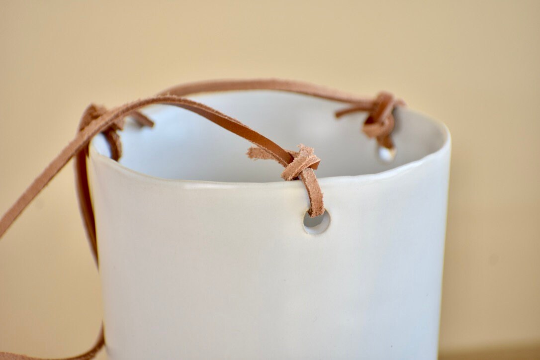 White Ceramic Hanging Ceiling Planter