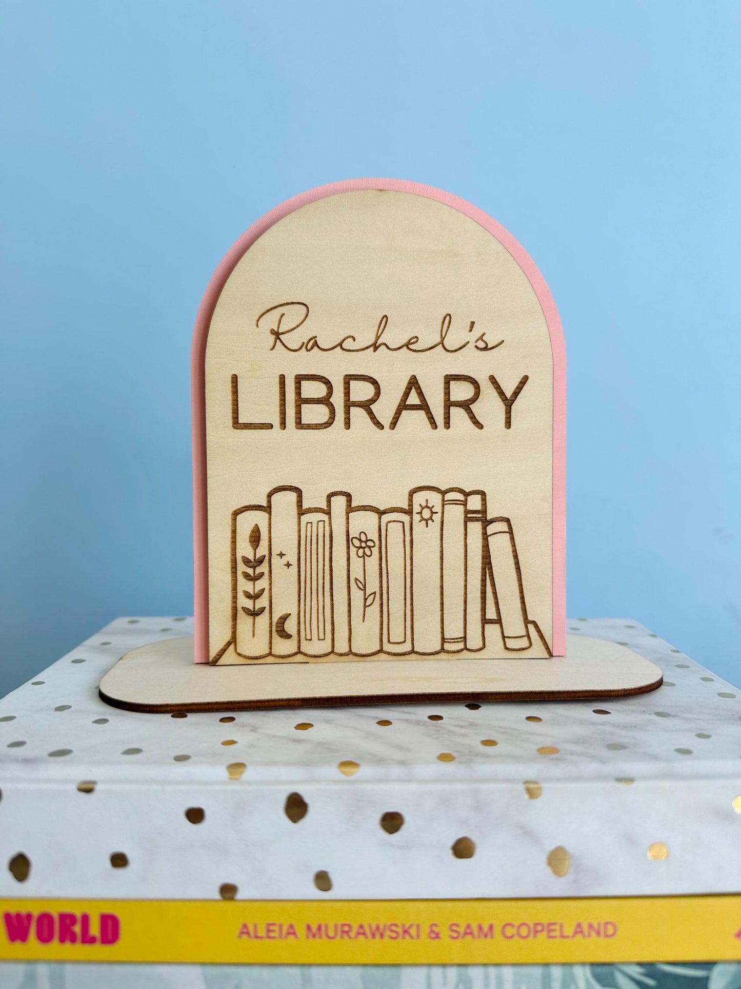 Personalized Book Shelf Book Sign
