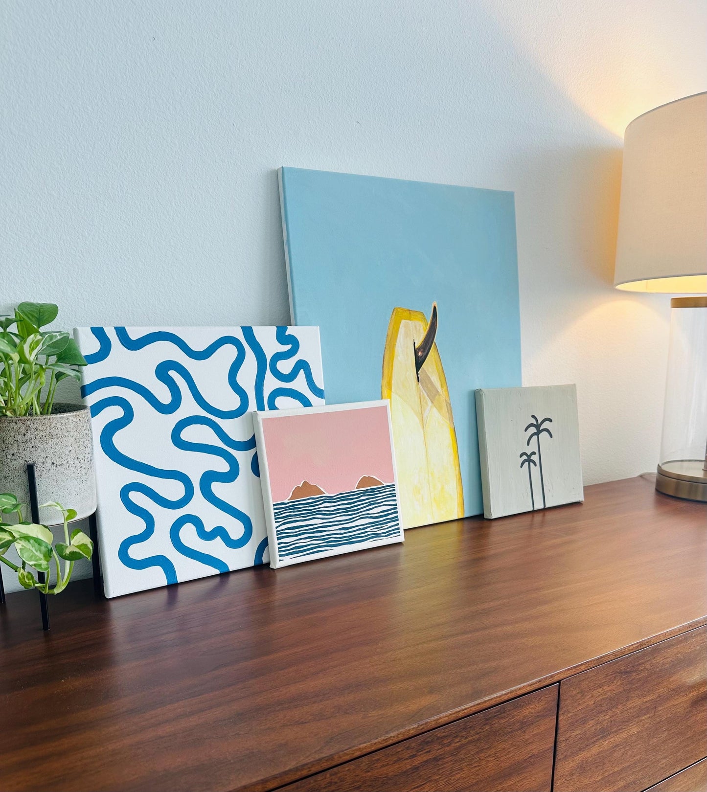 Surfboard Original Painting On Canvas