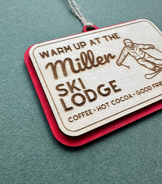Custom Name Winter Lodge Sign Ornament