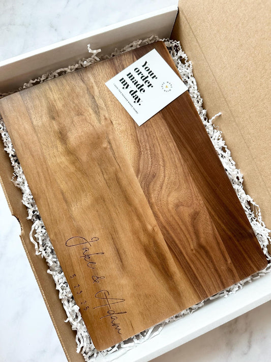 Custom Engraved Engagement Gift Cutting Board