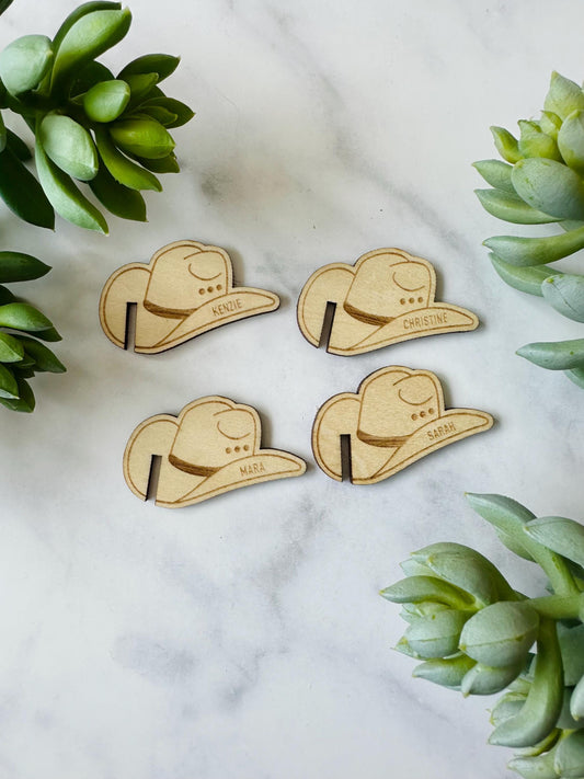 Personalized Cowboy Hat Wine Glass Charm