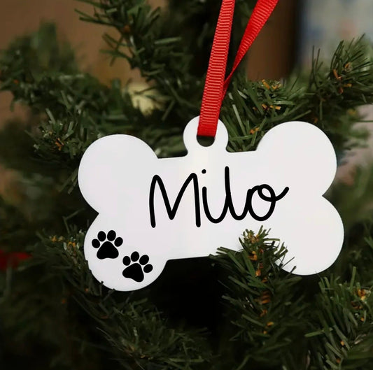 Personalized Acrylic Dog Bone Ornament