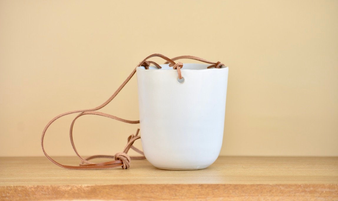 White Ceramic Hanging Ceiling Planter