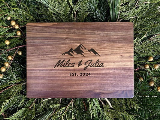 Custom Engraved Mountain Theme Cutting Board