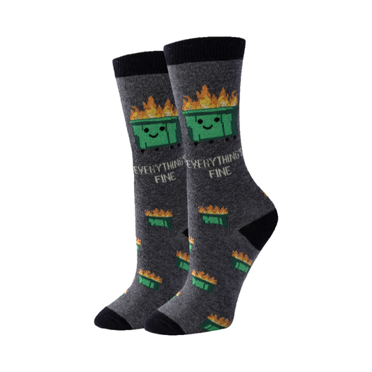 Ladies Everything's Fine Dumpster Fire Socks