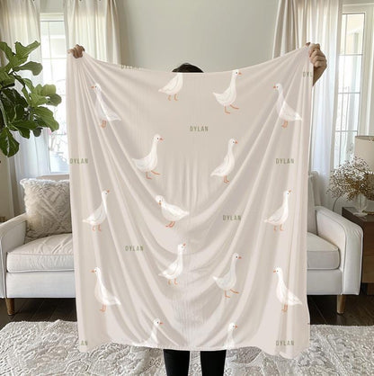 Personalized Retro Silly Goose Receiving Blanket