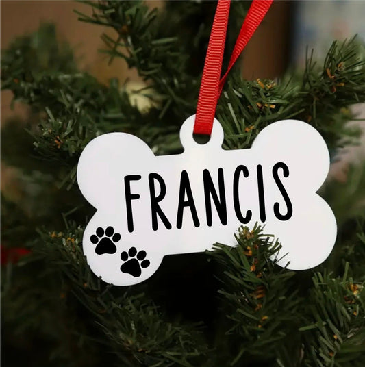 Personalized Acrylic Dog Bone Ornament