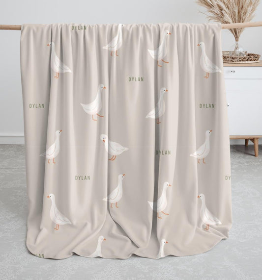 Personalized Retro Silly Goose Receiving Blanket