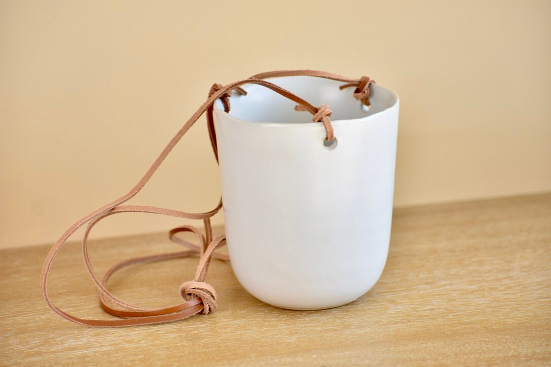 White Ceramic Hanging Ceiling Planter