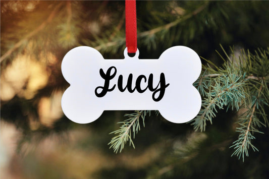 Personalized Acrylic Dog Bone Ornament