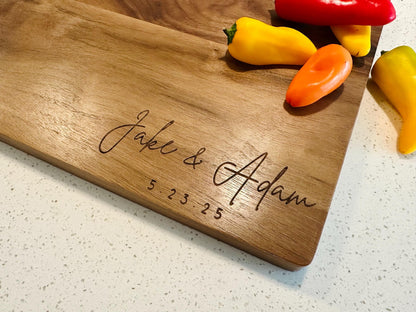 Custom Engraved Engagement Gift Cutting Board